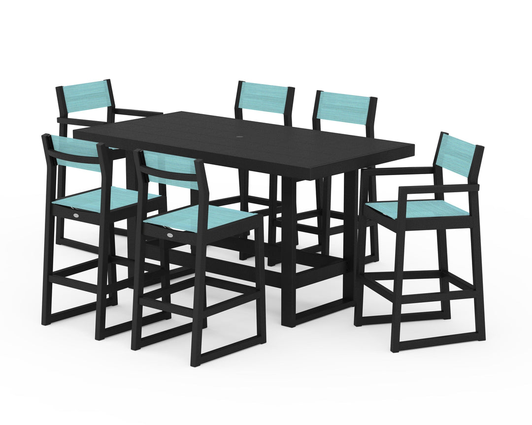 POLYWOOD® EDGE Sling 7-Piece Bar Table Set