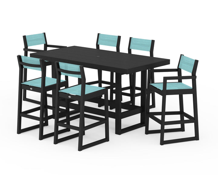 POLYWOOD® EDGE Sling 7-Piece Bar Table Set
