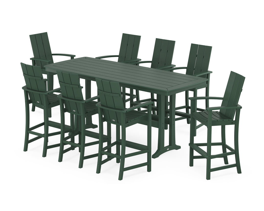 POLYWOOD® Modern Adirondack 9-Piece Bar Set with Trestle Legs