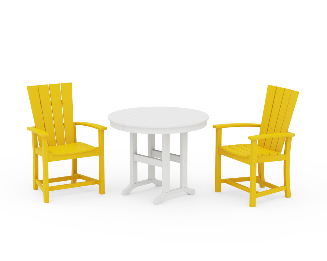 POLYWOOD® Quattro 3-Piece Round Farmhouse Dining Set