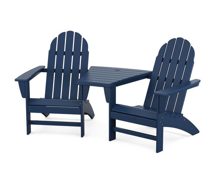 POLYWOOD® Vineyard 3-Piece Adirondack Set with Angled Connecting Table