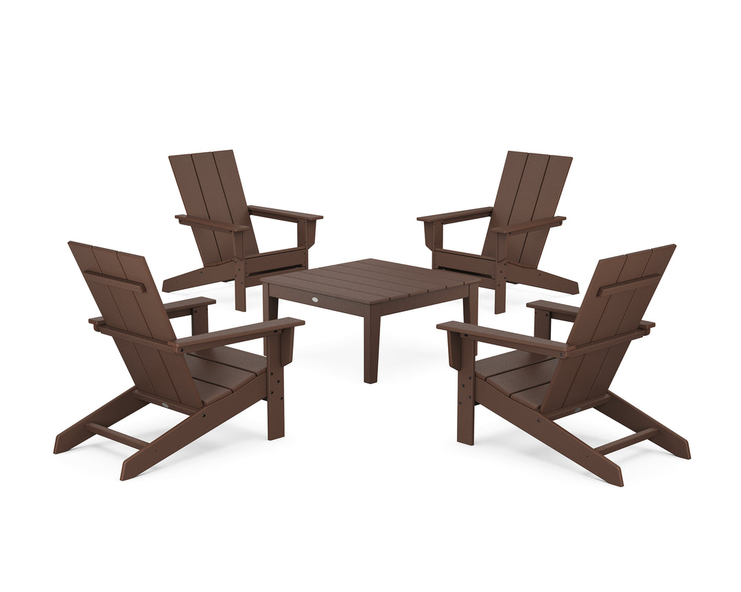 POLYWOOD® 5-Piece Modern Studio Adirondack Chair Conversation Group