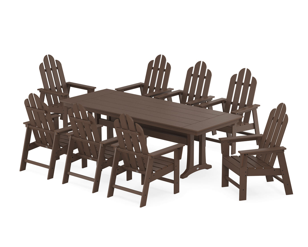 POLYWOOD® Long Island 9-Piece Farmhouse Dining Set with Trestle Legs