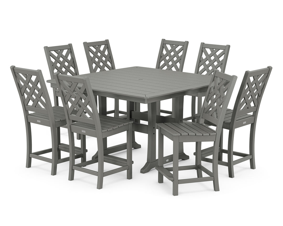 Country Living Wovendale Side Chair 9-Piece Square Counter Set with Trestle Legs