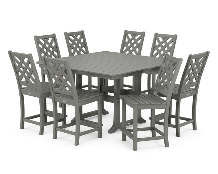 Country Living Wovendale Side Chair 9-Piece Square Counter Set with Trestle Legs