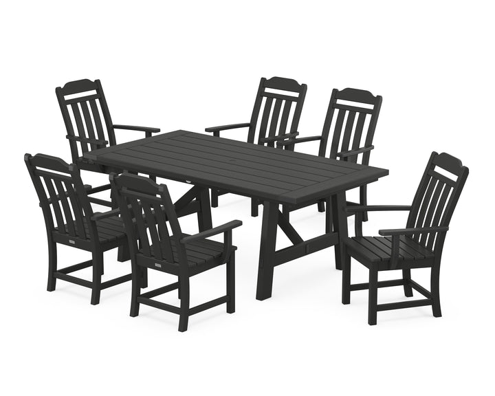Country Living Cottage Arm Chair 7-Piece Rustic Farmhouse Dining Set