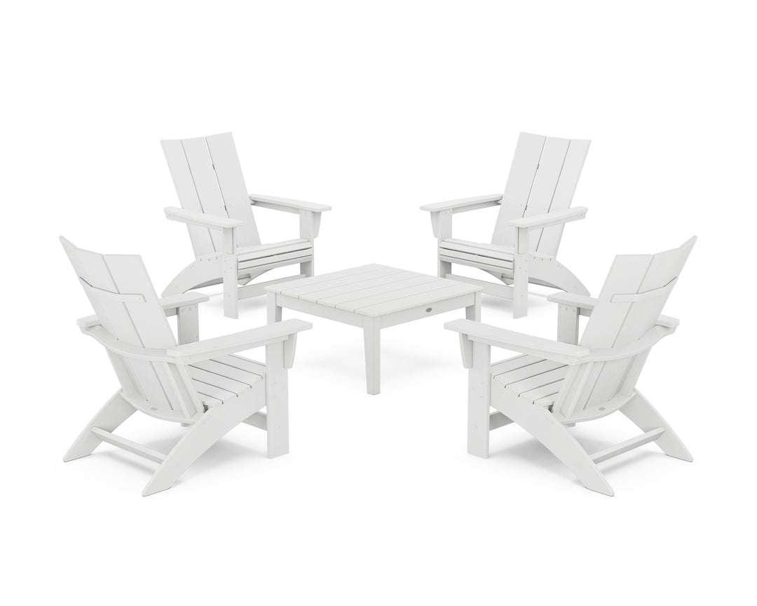 POLYWOOD® 5-Piece Modern Grand Adirondack Chair Conversation Group