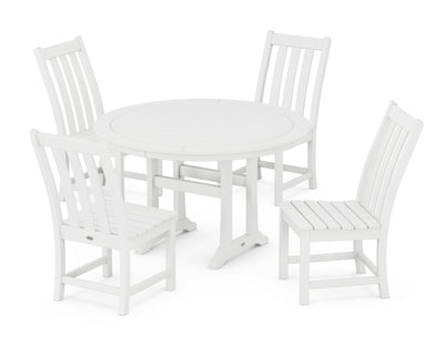 Vineyard Side Chair 5-Piece Round Dining Set With Trestle Legs