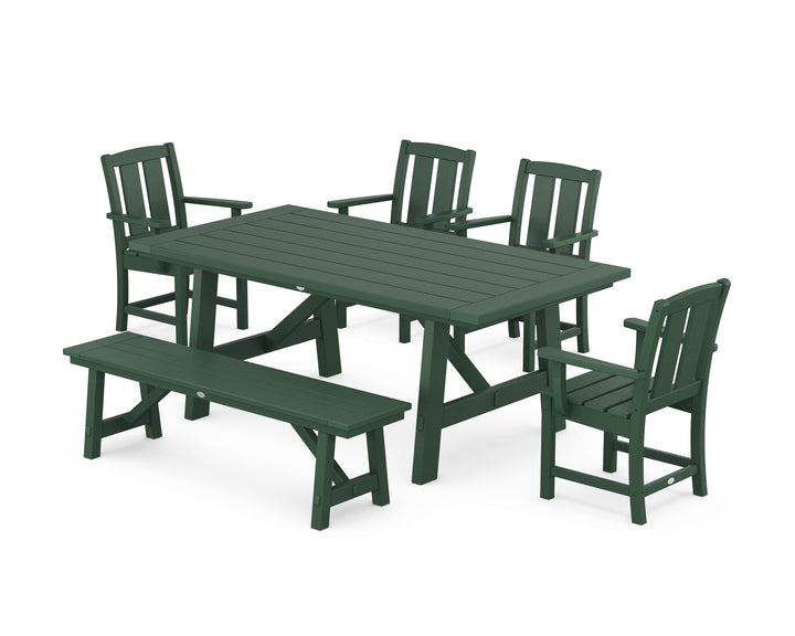POLYWOOD® Mission 6-Piece Rustic Farmhouse Dining Set with Bench