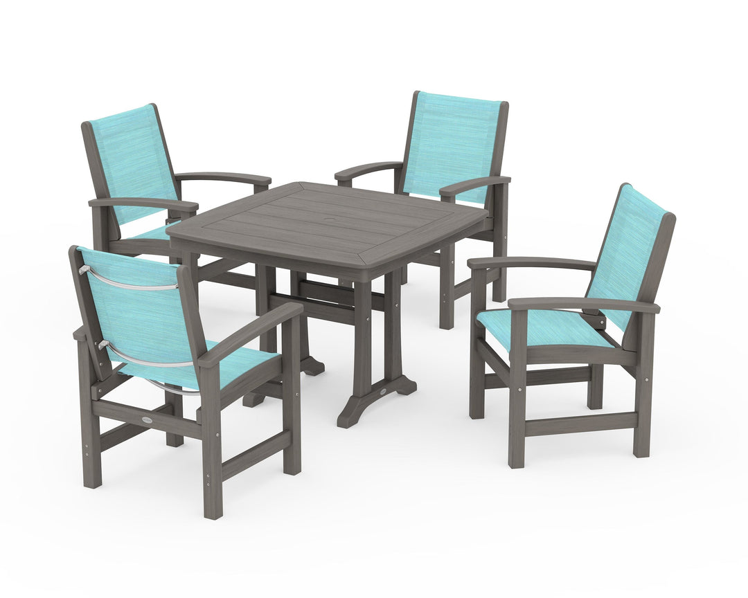 POLYWOOD® Coastal 5-Piece Dining Set with Trestle Legs