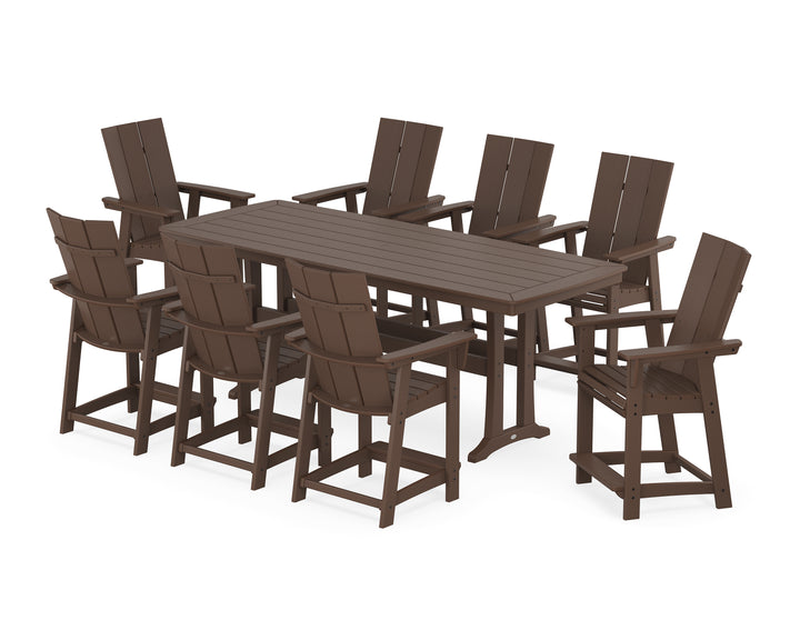 POLYWOOD® Modern Curveback Adirondack 9-Piece Counter Set with Trestle Legs