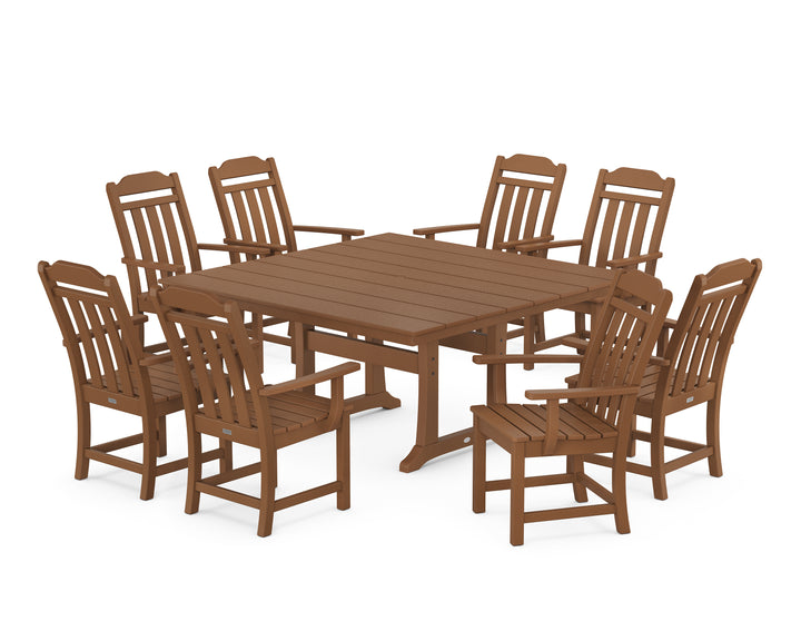 Country Living Cottage 9-Piece Square Farmhouse Dining Set with Trestle Legs