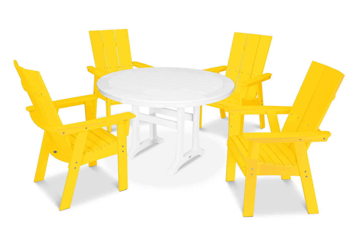 Modern Curveback Adirondack 5-Piece Nautical Trestle Dining Set