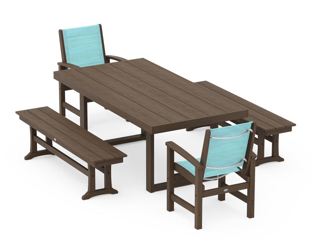 POLYWOOD® Coastal 5-Piece Dining Set with Trestle Legs