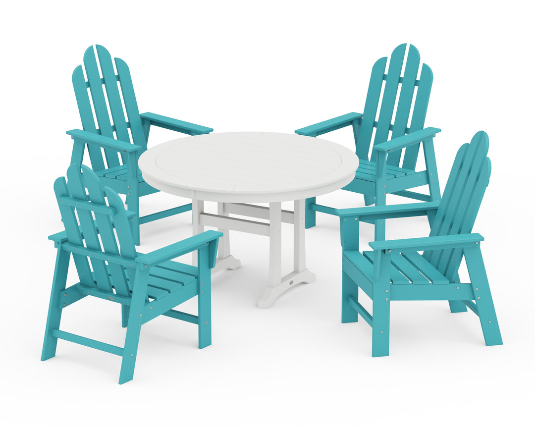POLYWOOD® Long Island 5-Piece Round Dining Set with Trestle Legs