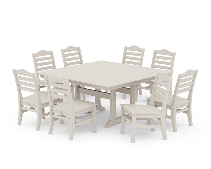 POLYWOOD® Savannah Side Chair 9-Piece Square Farmhouse Dining Set with Trestle Legs