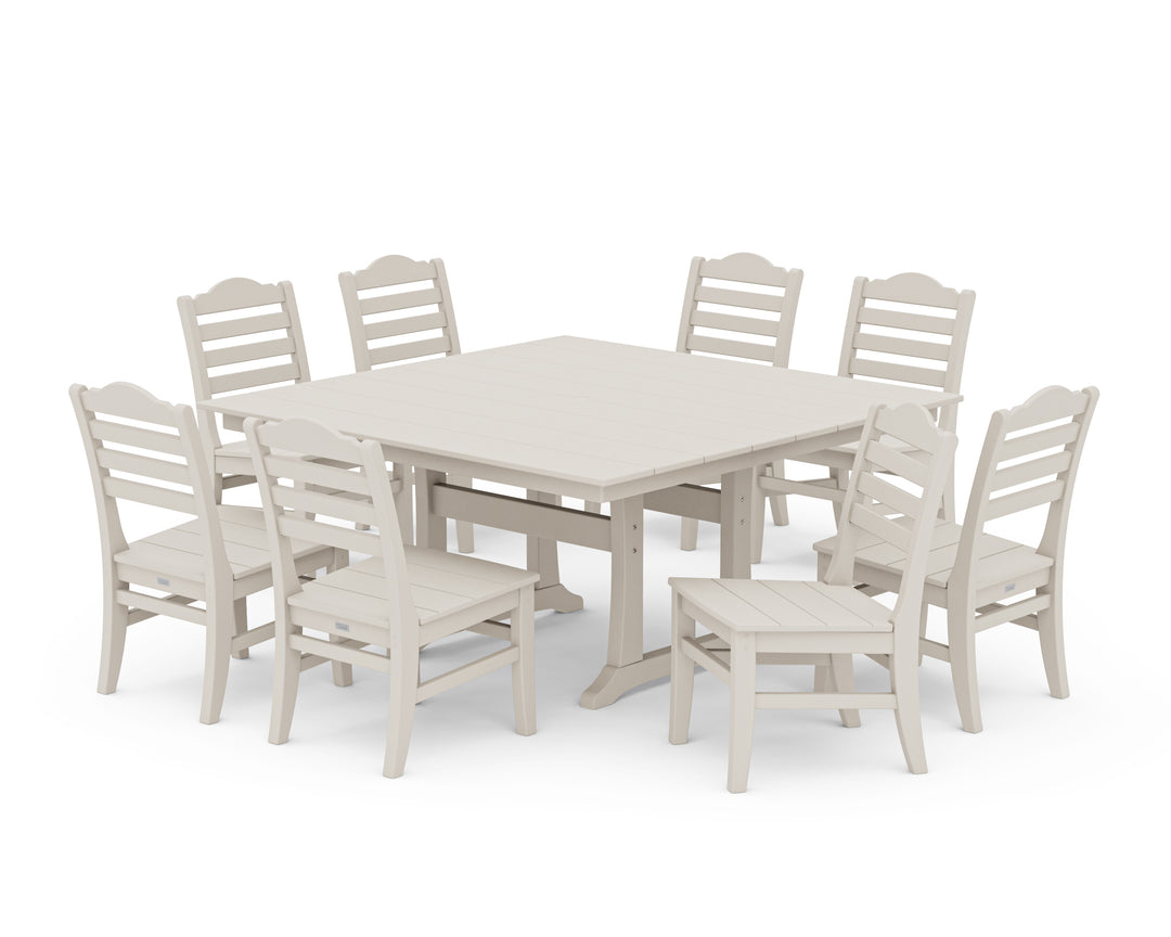 POLYWOOD® Savannah Side Chair 9-Piece Square Farmhouse Dining Set with Trestle Legs