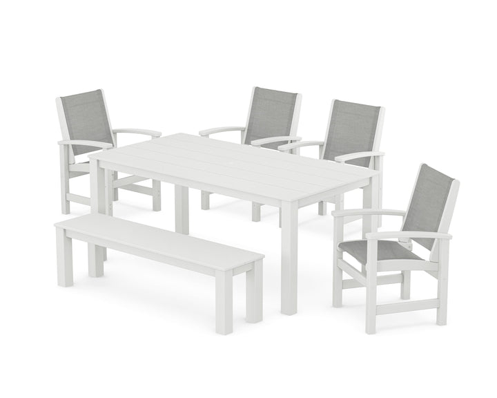POLYWOOD® Coastal 6-Piece Parsons Dining Set with Bench