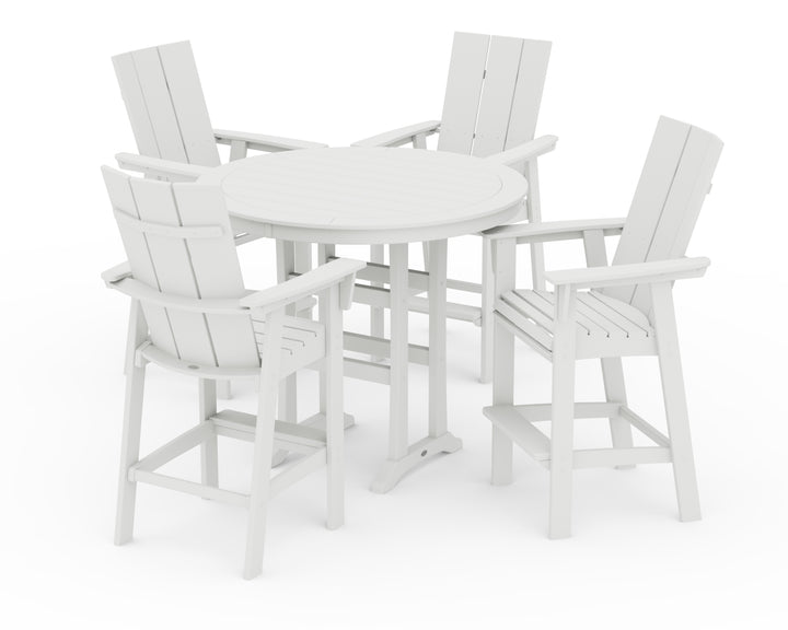 POLYWOOD® Modern Curveback Adirondack 5-Piece Nautical Trestle Bar Set