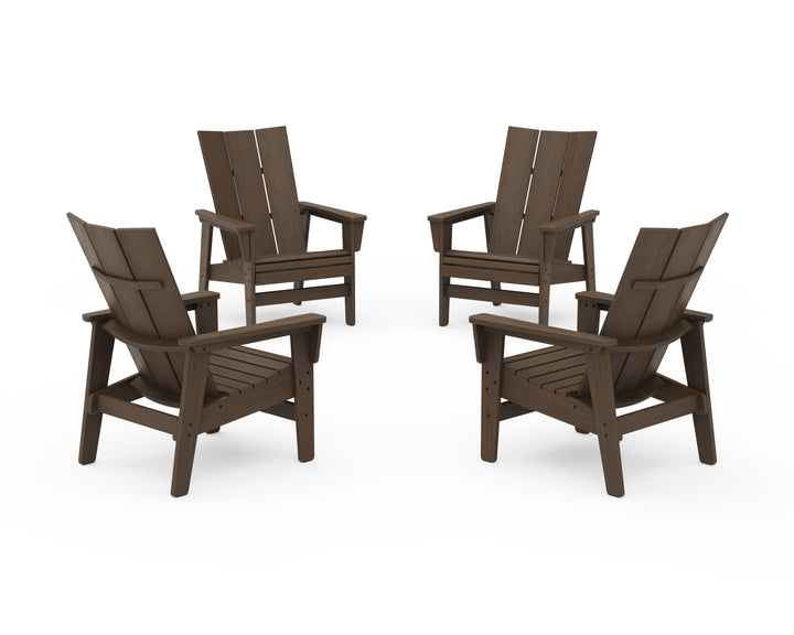 POLYWOOD® 4-Piece Modern Grand Upright Adirondack Chair Conversation Set