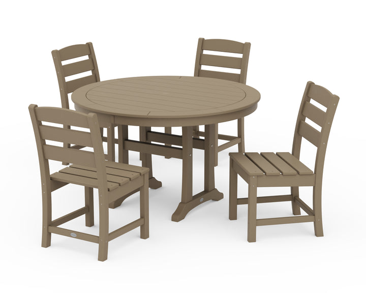 POLYWOOD® Lakeside Side Chair 5-Piece Round Dining Set With Trestle Legs