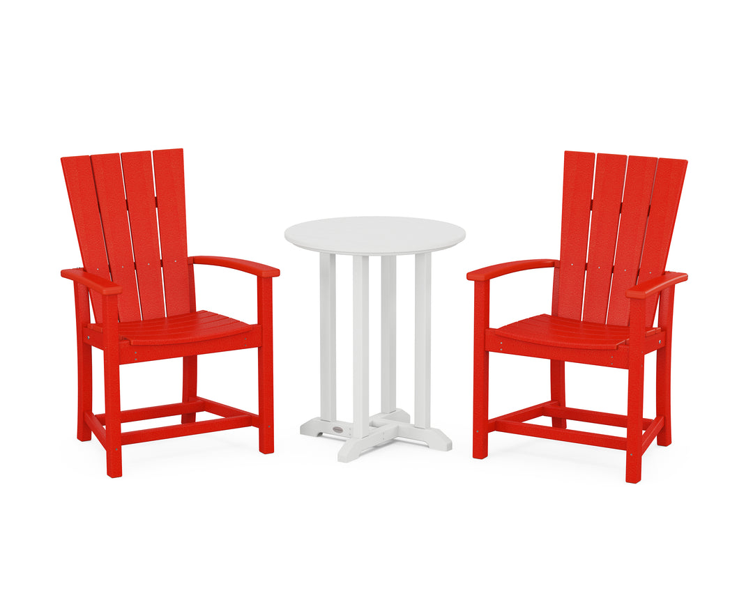 POLYWOOD® Quattro 3-Piece Round Farmhouse Bistro Dining Set