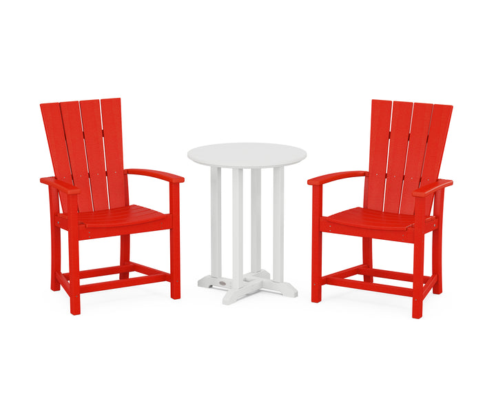 POLYWOOD® Quattro 3-Piece Round Farmhouse Bistro Dining Set
