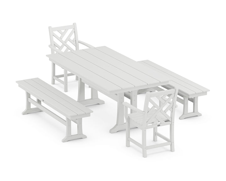 POLYWOOD® Chippendale 5-Piece Farmhouse Dining Set With Trestle Legs