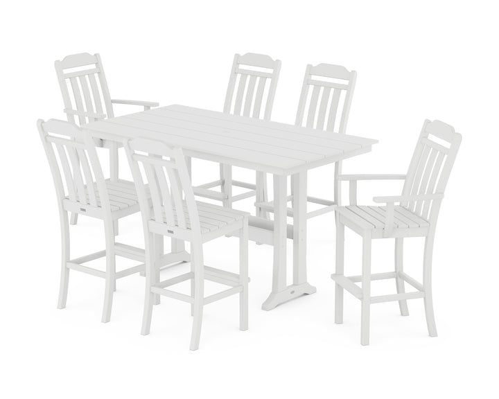 Country Living Cottage 7-Piece Farmhouse Bar Set with Trestle Legs