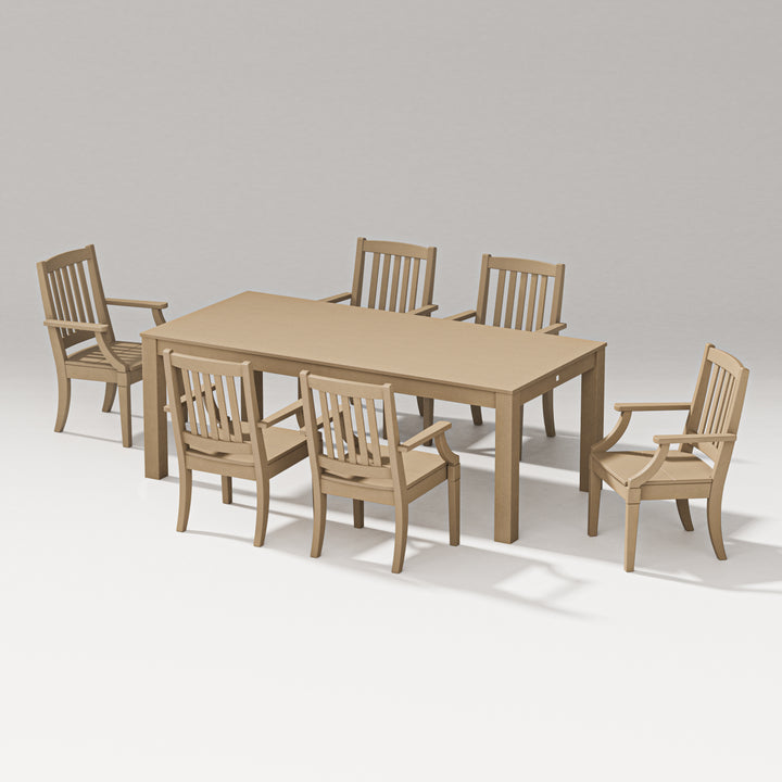 PW Designer Series Estate Arm Chair 7-Piece Parsons Table Dining Set