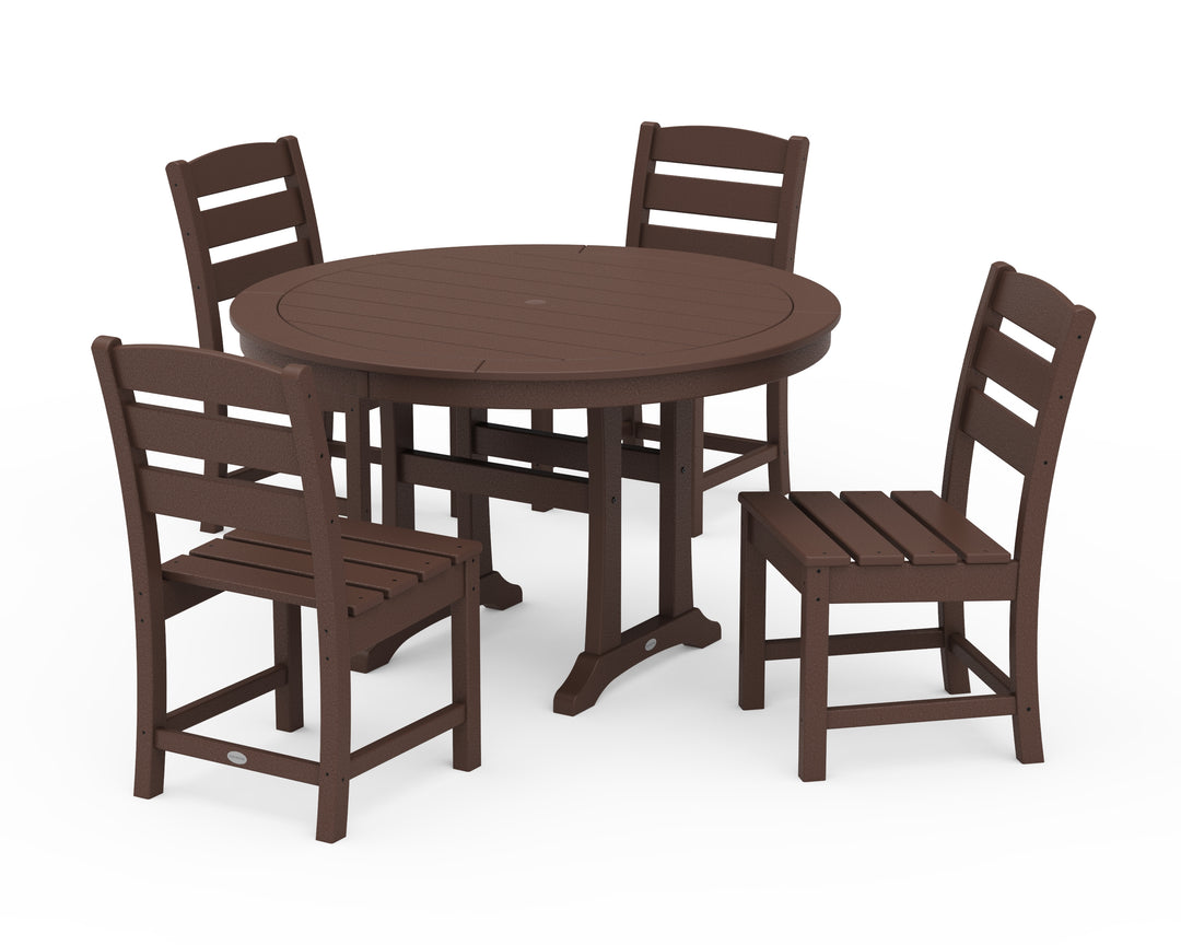 POLYWOOD® Lakeside Side Chair 5-Piece Round Dining Set With Trestle Legs
