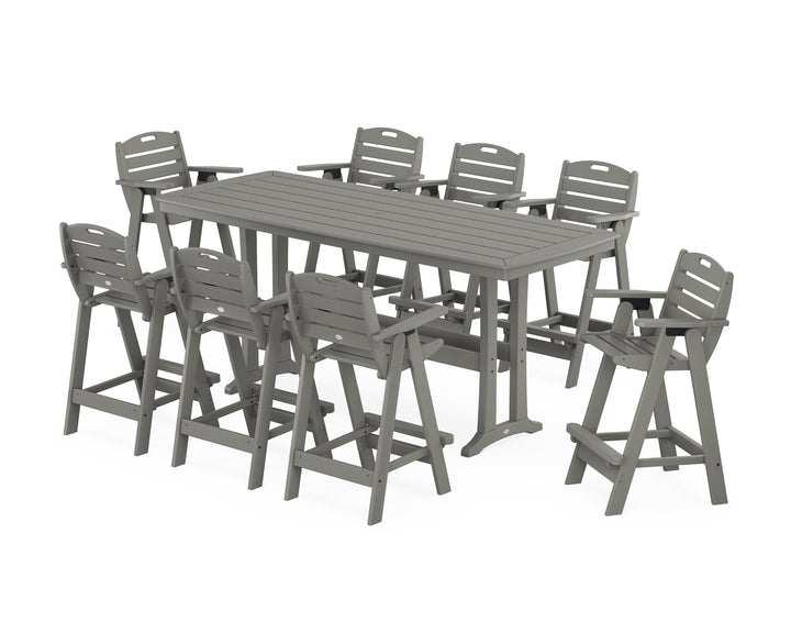 POLYWOOD® Nautical 9-Piece Bar Set with Trestle Legs