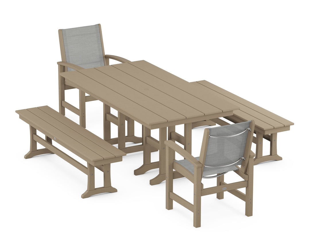 POLYWOOD® Coastal 5-Piece Farmhouse Dining Set