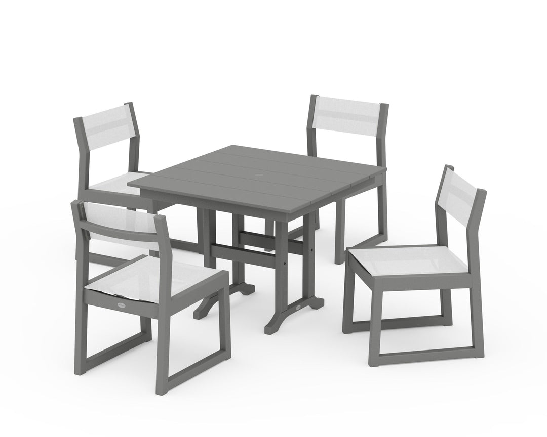 POLYWOOD® EDGE Sling Side Chair 5-Piece Farmhouse Dining Set