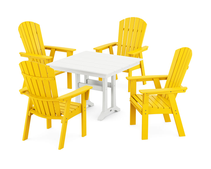 POLYWOOD® Nautical Adirondack 5-Piece Farmhouse Dining Set With Trestle Legs