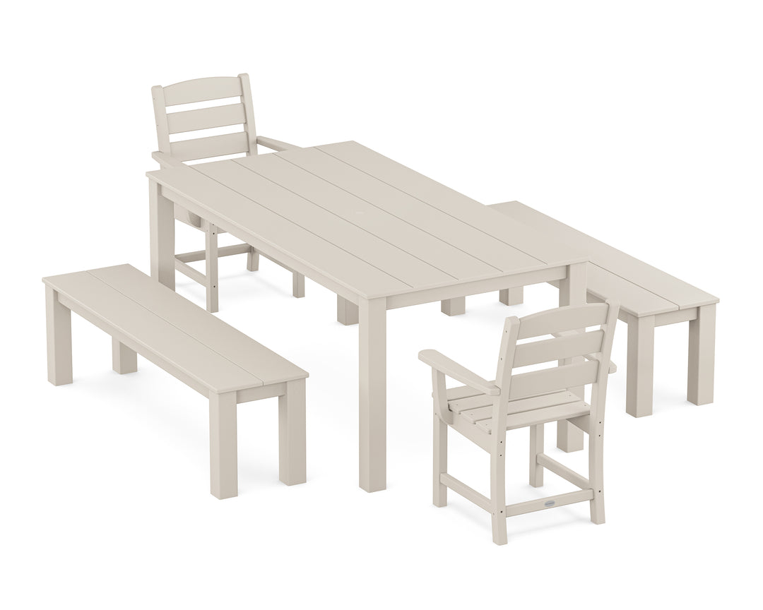 POLYWOOD® Lakeside 5-Piece Parsons Dining Set with Benches