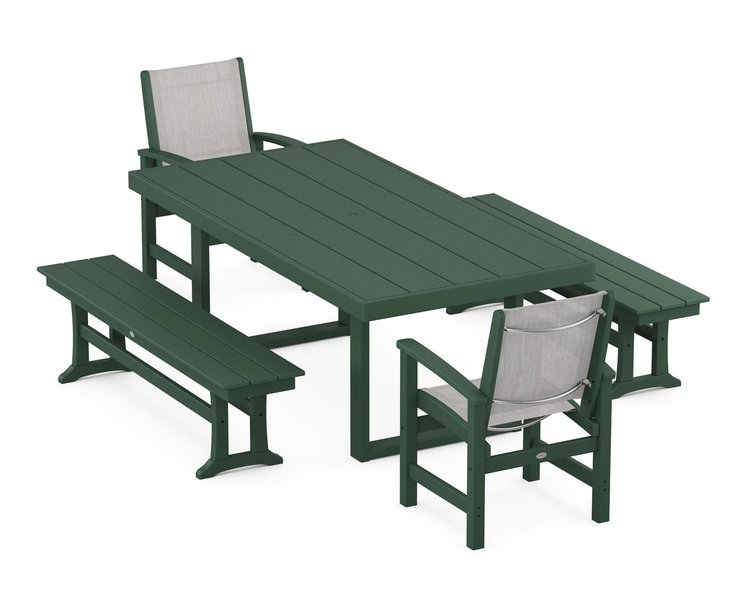 POLYWOOD® Coastal 5-Piece Dining Set with Trestle Legs