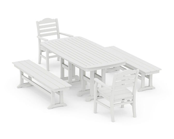 POLYWOOD® Savannah 5-Piece Dining Set with Benches