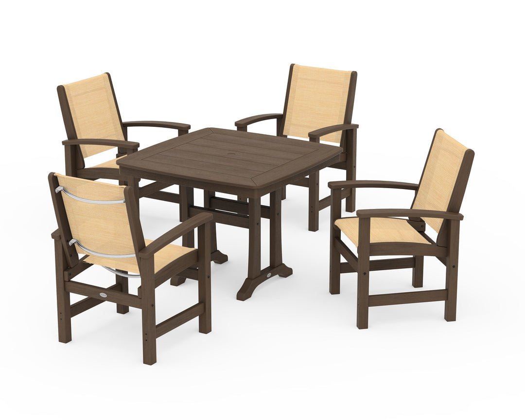 POLYWOOD® Coastal 5-Piece Dining Set with Trestle Legs