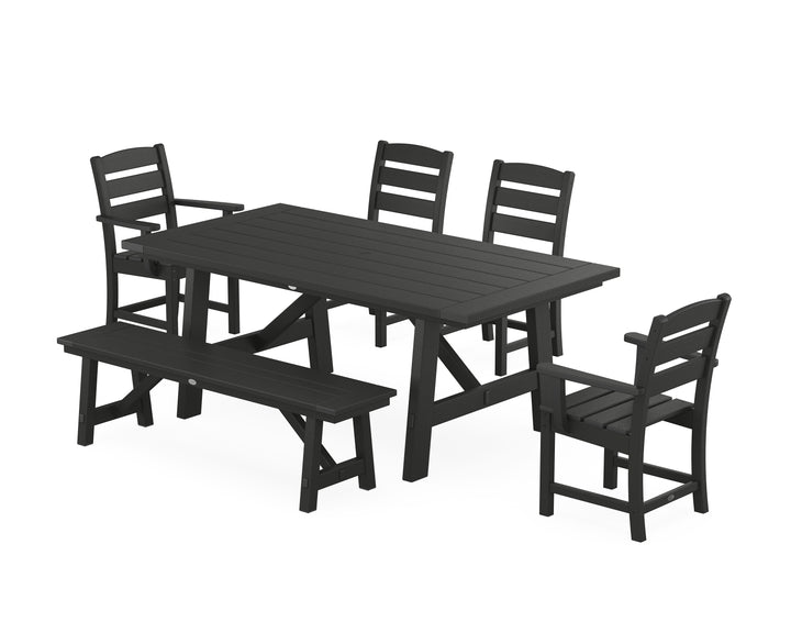POLYWOOD® Lakeside 6-Piece Rustic Farmhouse Dining Set With Bench