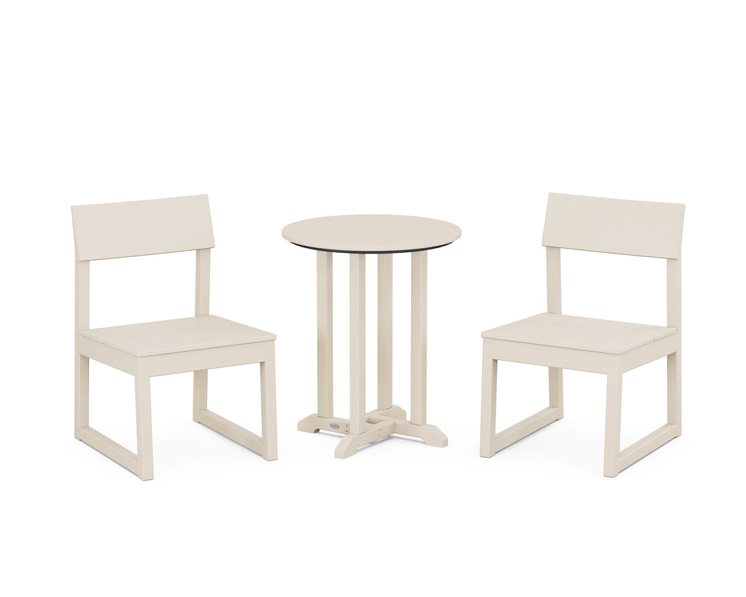 POLYWOOD® EDGE Side Chair 3-Piece Round Bistro Dining Set