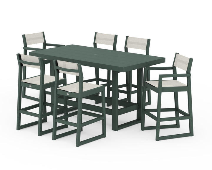 POLYWOOD® EDGE Sling 7-Piece Bar Table Set