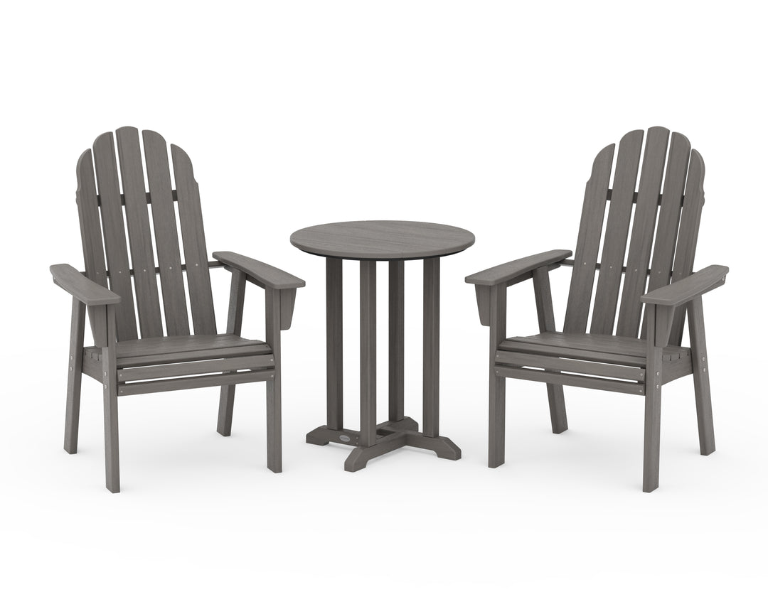POLYWOOD® Vineyard Adirondack 3-Piece Round Bistro Dining Set