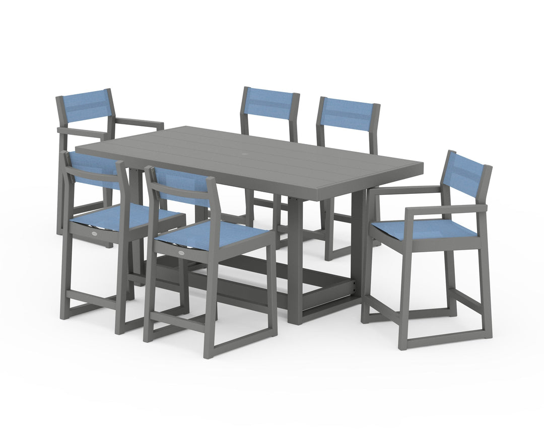 POLYWOOD® EDGE Sling 7-Piece Counter Table Set