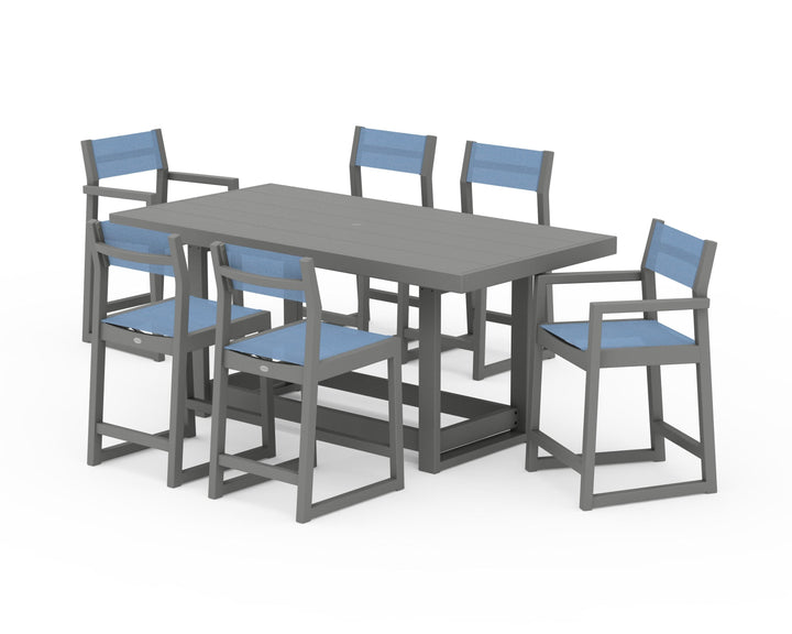 POLYWOOD® EDGE Sling 7-Piece Counter Table Set