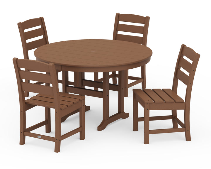 POLYWOOD® Lakeside 5-Piece Round Farmhouse Side Chair Dining Set