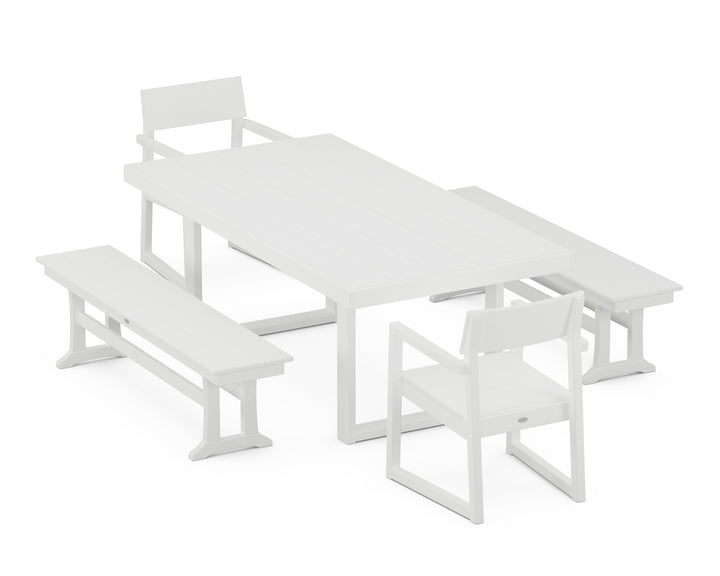 POLYWOOD® EDGE 5-Piece Dining Set with Benches