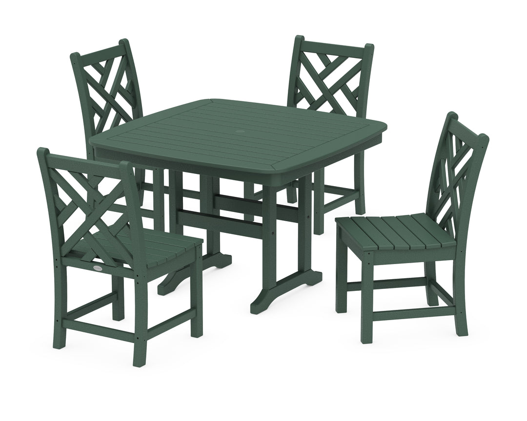 POLYWOOD® Chippendale Side Chair 5-Piece Dining Set with Trestle Legs