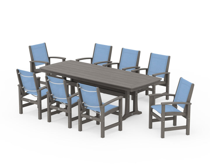 POLYWOOD® Coastal 9-Piece Dining Set with Trestle Legs