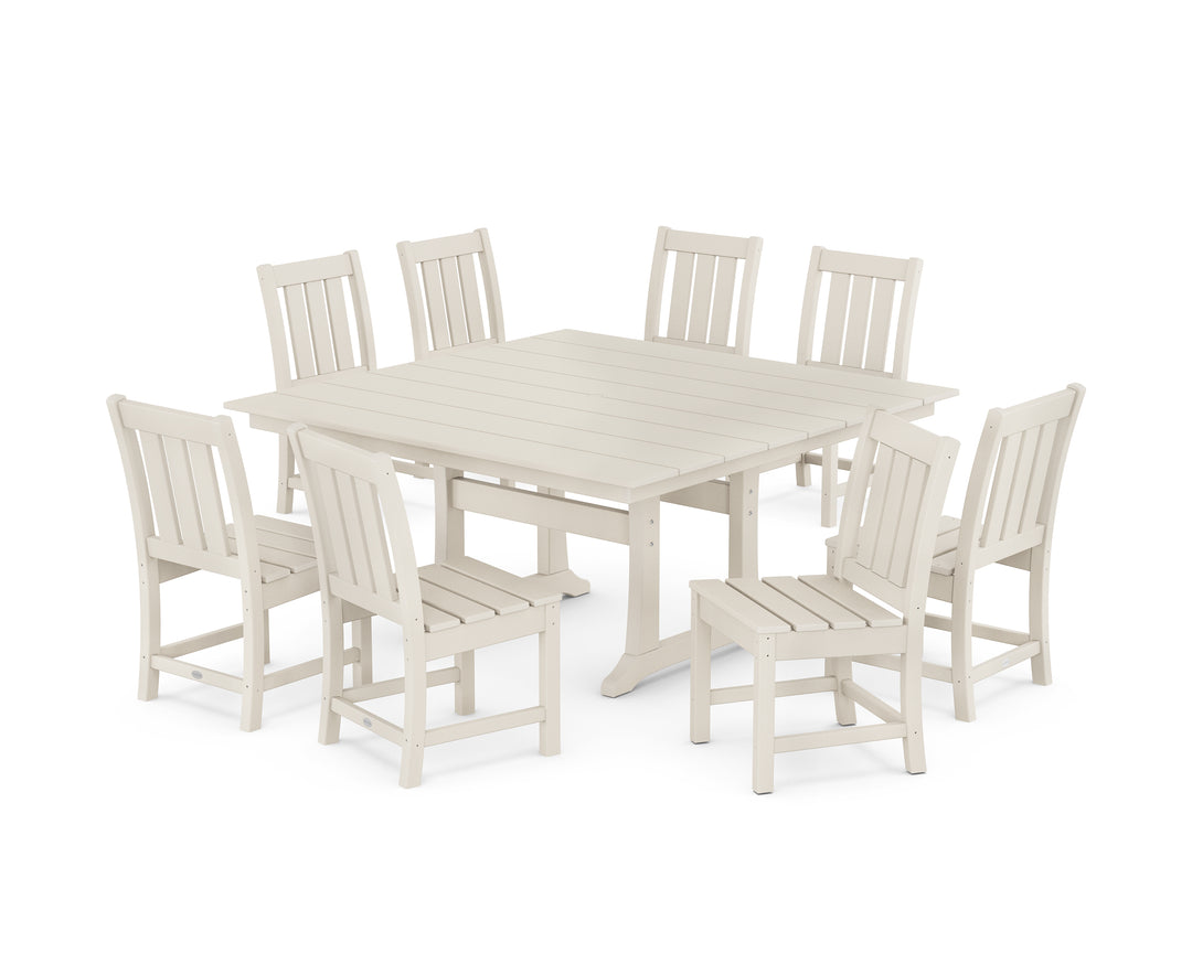 POLYWOOD® Oxford Side Chair 9-Piece Square Farmhouse Dining Set with Trestle Legs